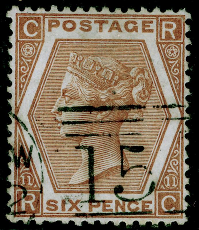 SG122, 6d deep chestnut plate 11, FINE USED. Cat £125. RC