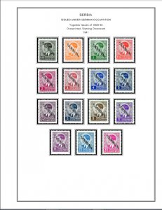 COLOR PRINTED OCCUPIED SERBIA +  YUGOSLAVIA 1941-1945 STAMP ALBUM PAGES (23 pgs)