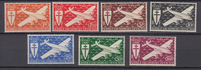 J39514  jlstamps,1941 French equatorial africa set mh #c17-23 airplanes