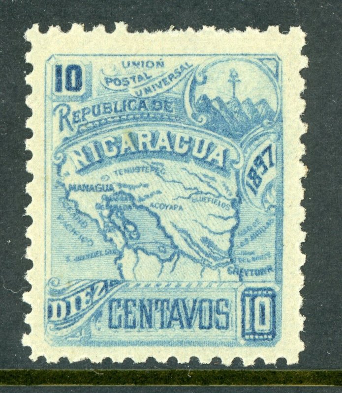 Nicaragua 1897 Seebeck 10¢ Map Scott #93 Mint Z408 ⭐
