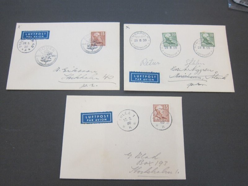 Sweden 1950 air mail covers