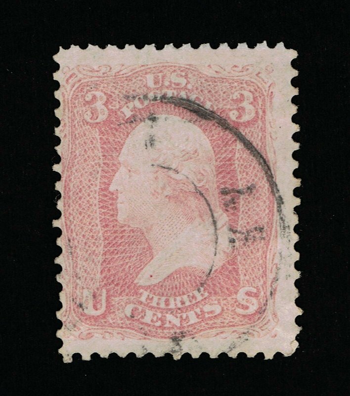 GENUINE SCOTT #64 F-VF USED 1861 PINK 3¢ NICE MARGINS LARGE TOWN CANCEL #16082