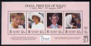 SOLOMON IS. - 1997 - Princess Diana - Perf 4v Min Sheet - Mint Never Hinged