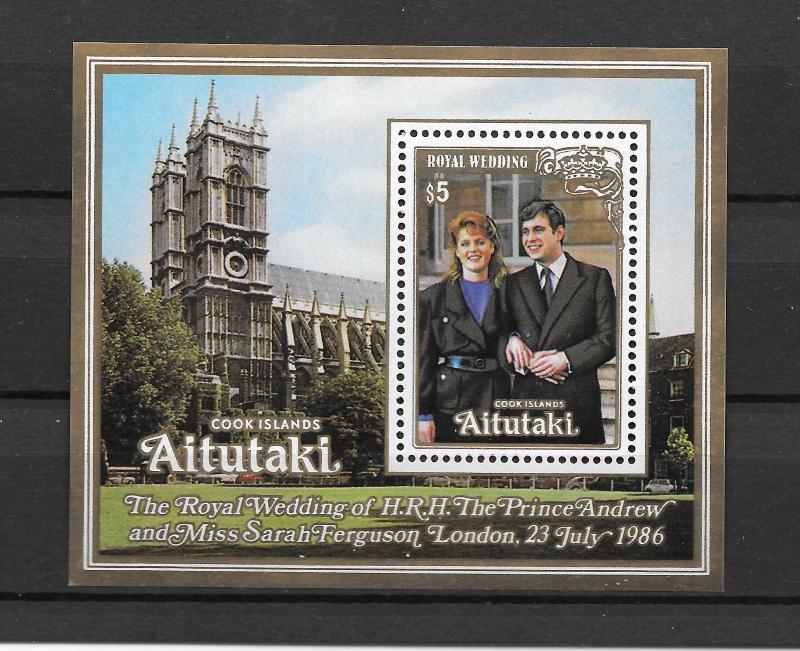 AITUTAKI MNH SOUV. SHEET SC#398 WEDDING OF PRINCE ANDREW SCV$7.00