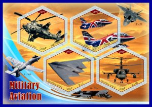 Stamps.  Transport. Military Aviation 2019 year 1+1 sheets perforated