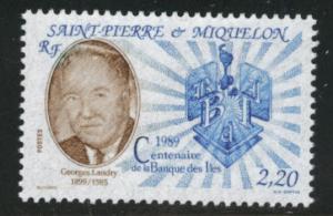 St. Pierre & Miquelon Scott 520 MNH** 1989 Bank stamp