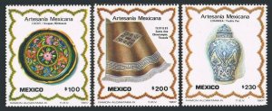 Mexico 1480-1482, MNH. Mi 2019-2021. Handicrafts 1987. Lacqueware tray, Blanket,