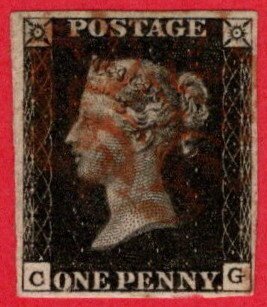 GBR SC #1 U (C,G) 1840 Queen Victoria PLT 8 4 margins w/flt @ B CV $475.00