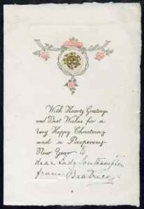 Great Britain 1904 Christmas card from PRINCESS BEATRICE ...
