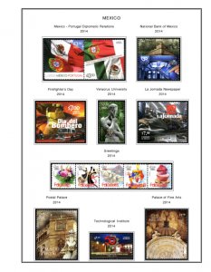 COLOR PRINTED MEXICO 2011-2014 STAMP ALBUM PAGES (36 illustrated pages)