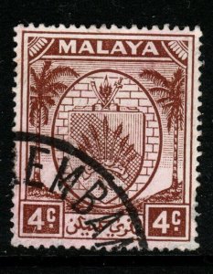 MALAYA NEGRI SEMBILAN SG45 1949 4c BROWN FINE USED