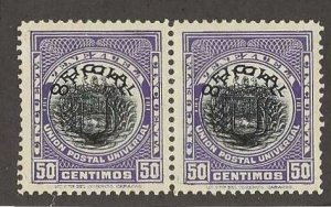 Venezuela Sc #027a 50c pair with doubling of center variety NH VF