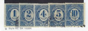 MEXICO #J1-5 USED, F-VF COMPLETE SET