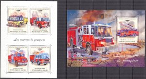 Guinea 2018 Fire Engines Trucks I sheet + S/S MNH