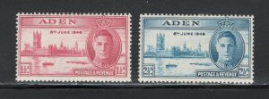 Aden 1946 Peace Omnibus Issue Scott # 28 - 29 MH