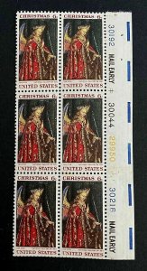 US Stamps, Scott #1363 6c 1968 Christmas Block of 6 XF/Superb M/NH Fresh