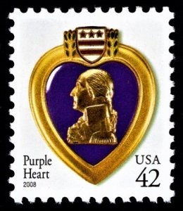 US 4263 MNH VF 42 Cent Purple Heart Tagged, Perforated 11-1/4