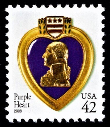 US 4263 MNH VF 42 Cent Purple Heart Tagged, Perforated 11-1/4