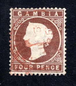 Gambia  SC# 9  VF, Used, 4p Queen Victoria, CV $25.00  ....  2280009