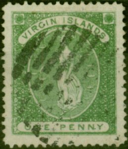 Virgin Islands 1878 1d Green SG22b Wmk Upright Fine Used 'Cancelled on Receipt'
