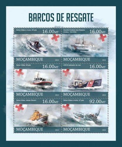 Rescue Boats Red Cross Medicine Ships Schiffe Transport Mozambique MNH stamp set