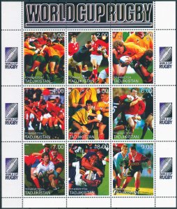 Tadjikistan 1999 World Cup Rugby Sheetlet (9) IMPERFORATED MNH