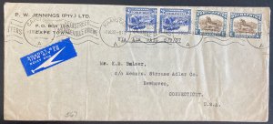 1937 Capetown South Africa Commercial Airmail cover To New Hacen CT Usa