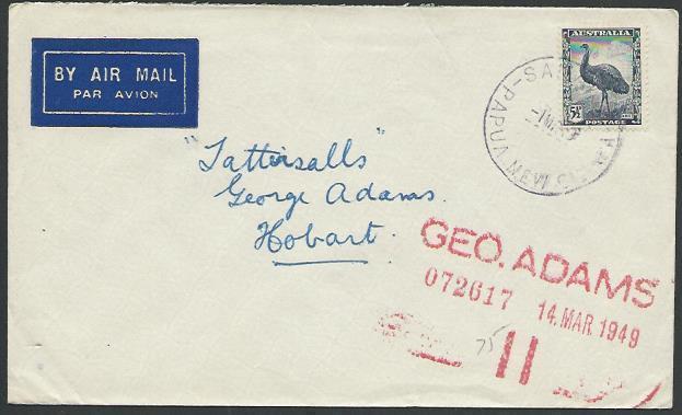 PAPUA NEW GUINEA 1950 AUSTRALIA PERIOD cover SAMARAI cds in violet.........88999