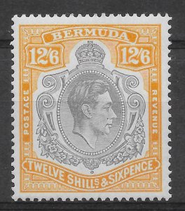 BERMUDA SG120cf 1944 BLACK & PALE ORANGE GASH IN CHIN VAR MTD MINT