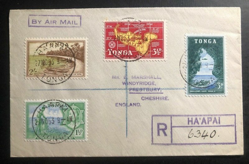 1953 Haapai Tonga Toga Airmail cover To Prestbury England Via Suva Fiji