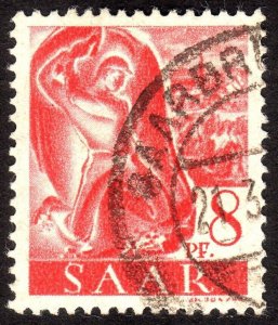 1947, Germany Saar, 8pf, Used, Sc 158, Mi 209