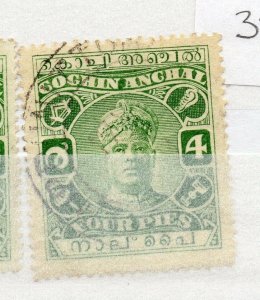 India Cochin 1916-30 Early Issue Fine Used 4p. NW-15726
