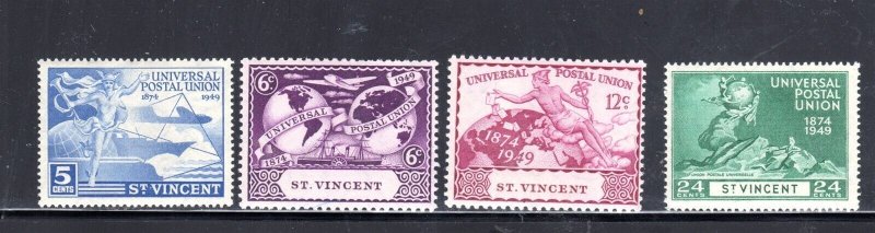 ST. VINCENT #170-173 1949 UPU ISSUE MINT VF LH O.G