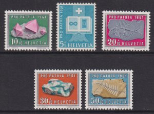 Switzerland  #B303-B307   MNH   1961  Pro Patria  minerals