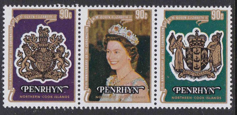 Penrhyn Island #104a-c F-VF Mint NH ** QE II Coronation