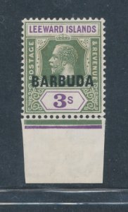 1922 Barbuda - Stanley Gibbons #7 - 3 shillings bright green and purple MNH**