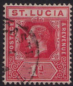 St Lucia 1912 - 21 KGV  1d Carmine Red SG 79 ( L1019 )