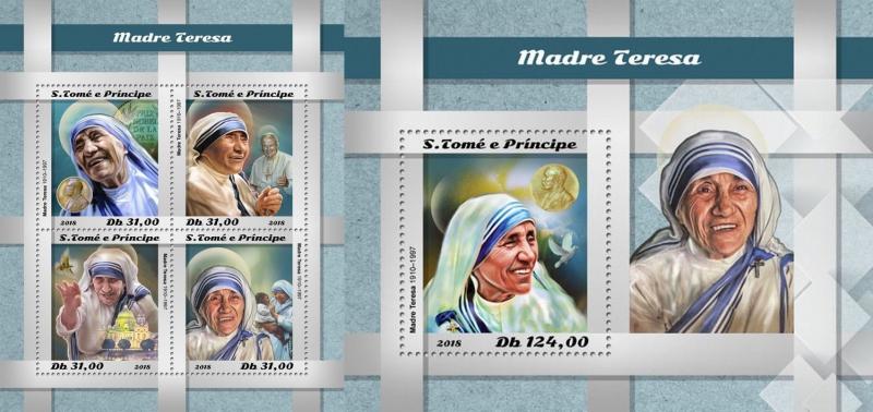 Z08 ST18507ab Sao Tome and Principe 2018 Mother Teresa MNH ** Postfrisch Set