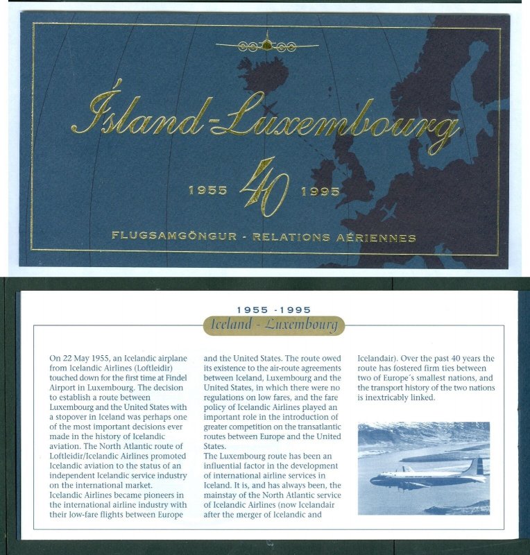 Iceland. Luxembourg 1995. Flight Folder. Iceland Airline Icelandair 1955-1995. 