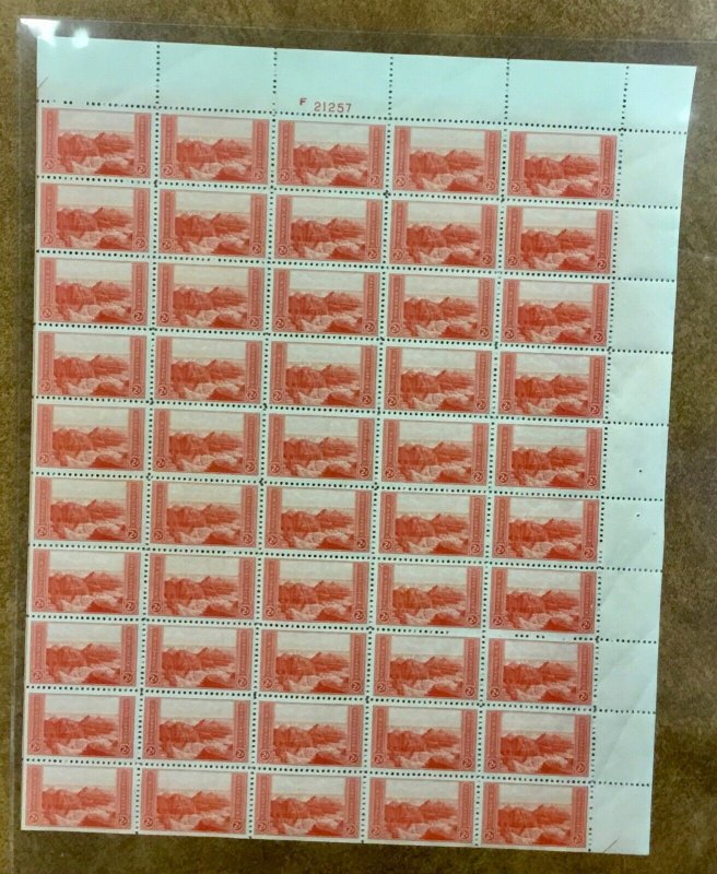 US # 741 2c  Mint Sheet  GRAND CANYON NATIONAL PARK  MNH 1934