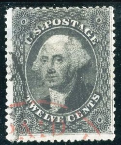 Scott Stamp #36 Used 1857 F/VF.  Red & Black Cancel. SCV $320. Free Shipping.