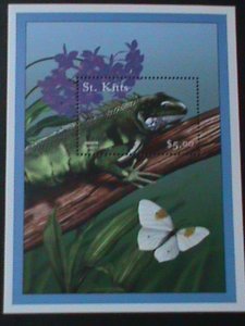 ​ST. KITTS-COLORFUL BEAUTIFUL LOVELY BUTTERFLY & FLOWERS MNH-S/S-VF LAST ONE