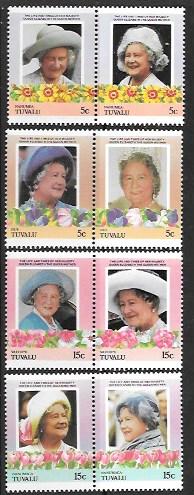 Tuvalu Life and Times of Queen Elizabeth. nice 'double' stamps