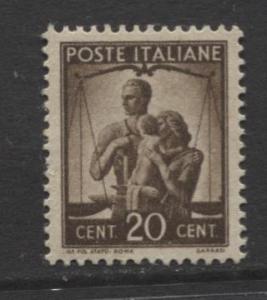 Italy - Scott 464 - Definitive -1945 -MVLH - Single 20c Stamp