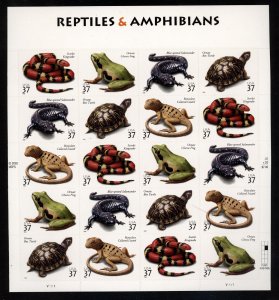 SCOTT 3814-18 2003 37 CENT REPTILES & AMPHIBIANS ISSUE MINT SHEET NH VF CAT $16!