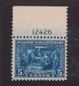 1920 Pilgrim Tercentenary 5c Sc 550 MNH plate number Hebert CV $172 (B