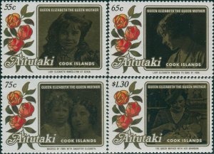 Aitutaki 1985 SG523-526 Queen Mother set MNH