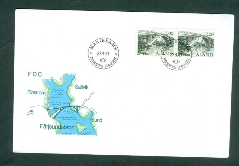 Aland. FDC 1987. Farjsund Bridge 50 Year Anniv. Rebuilt. Sc.# 27