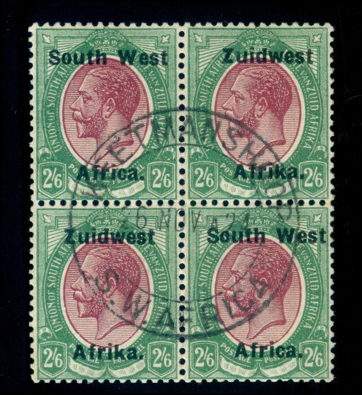 MOMEN: SOUTH WEST AFRICA SG #28 1924 BLOCK USED LOT #60091