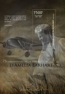 BURUNDI - 2012 - Amelia Earhart - Perf Souv Sheet - Mint Never Hinged